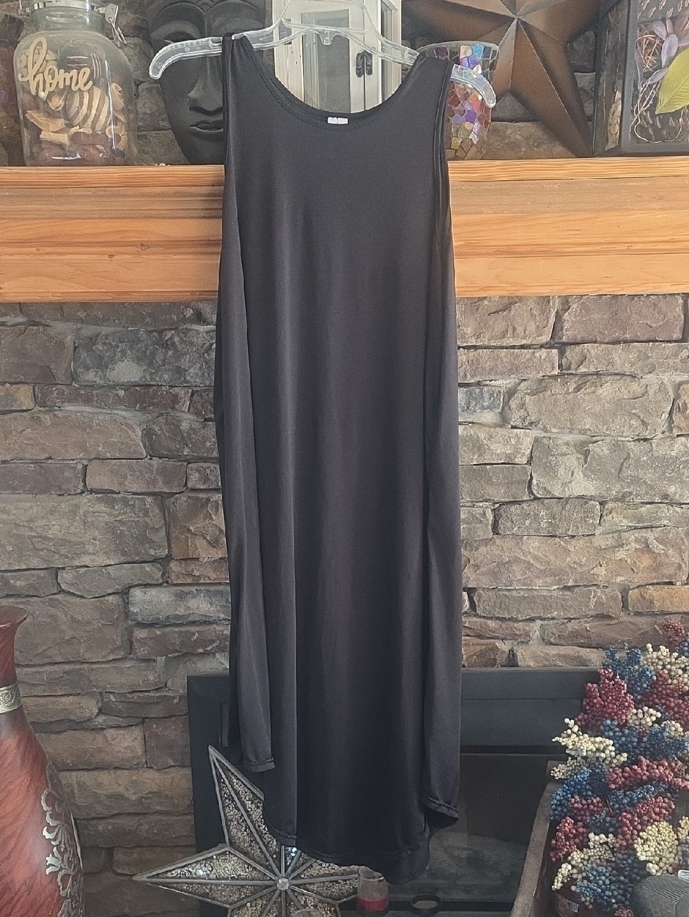 Asymetrical Thin Black Dress Sz XXL